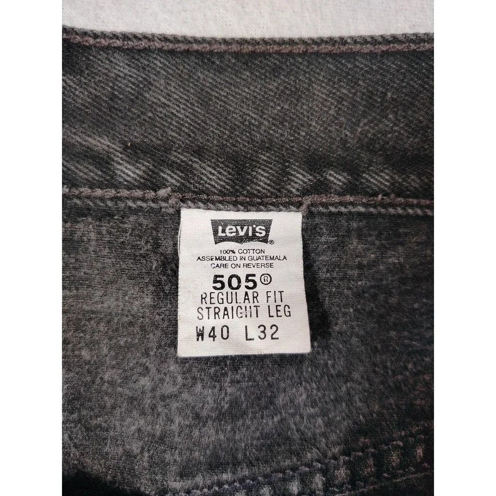 Vintage Levis 505 Jeans Mens 40 Black Regular Fit Denim 90s Grunge Skater Casual